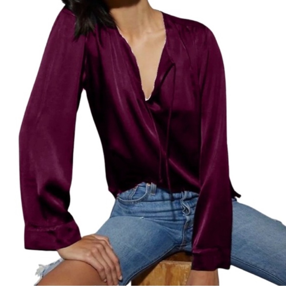 Nation LTD maura relaxed tie‎ top in mulberry